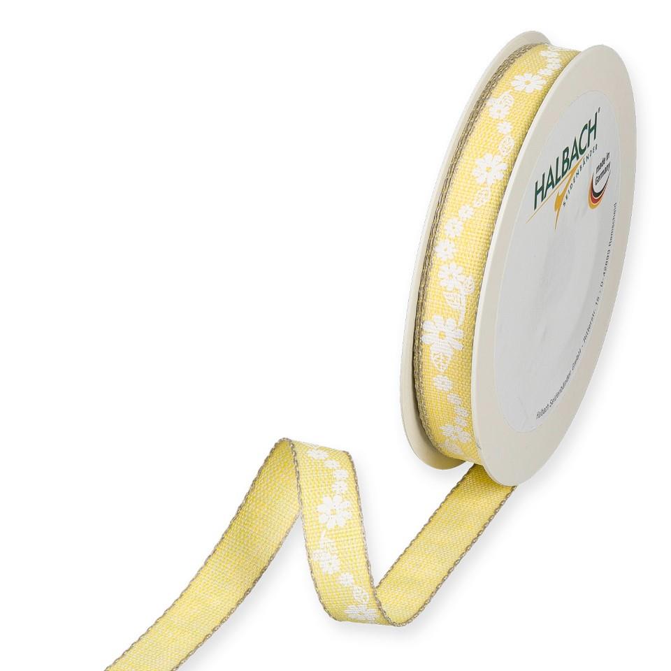 Druckband Blumenranke 15 mm 20 Meter lemon/white 911