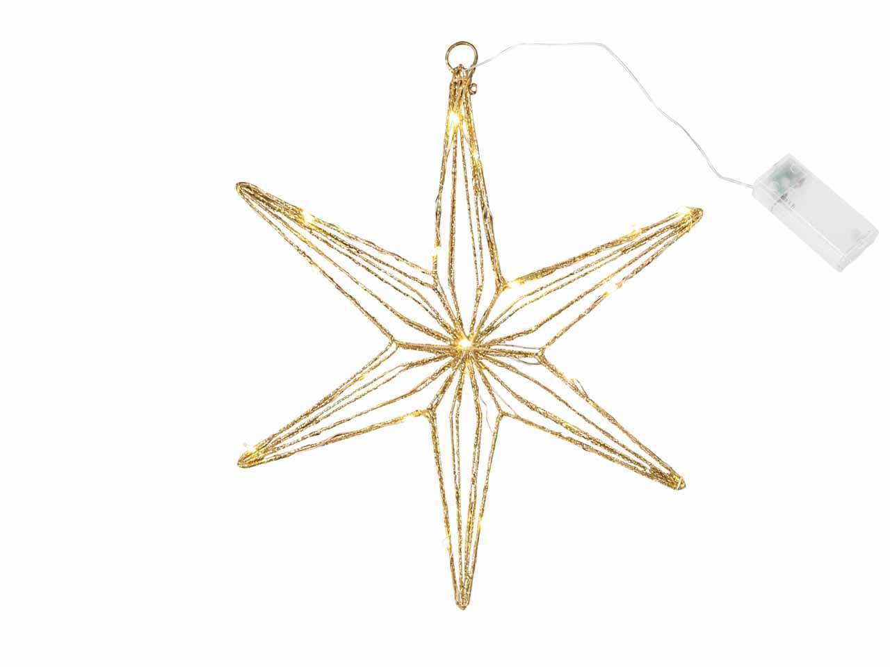 Stern hängend D40cm warmweiß Metall gold-glitzer 40LED