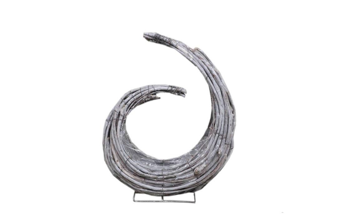 Pflanzmond stehend Rattan gekalkt D38xH28cm