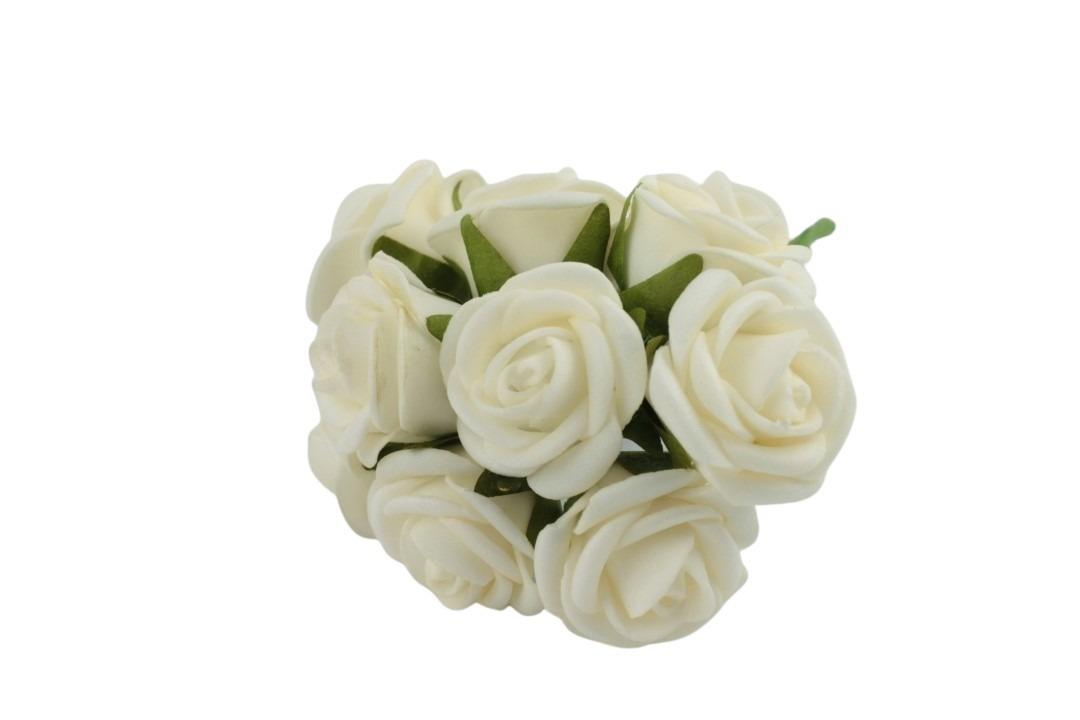 Foam Rose mit 9Blüten gebündelt creme 2cm Foam Rose mit 9Blüten gebündelt creme 2cm