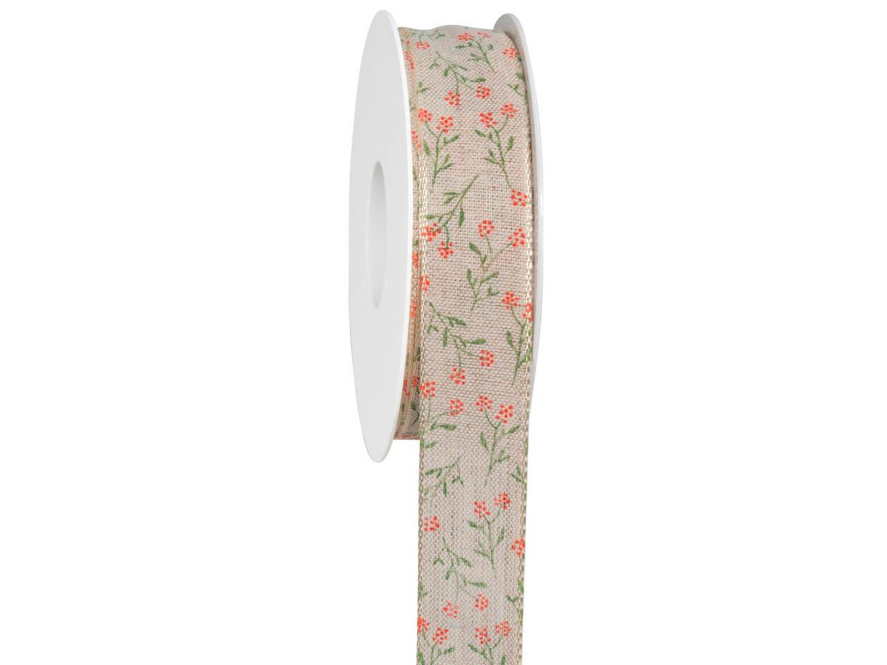 Band Flos m. Draht 25 mm 18 Meter 02 natur Band Flos m. Draht 25 mm 18 Meter 02 natur