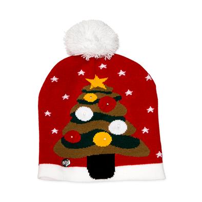 Weihnachtsmütze LED Baum rot/weiss/grün 77