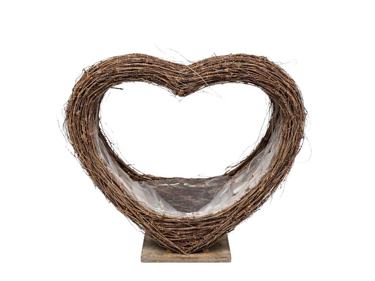 Pflanzherz mit Fuß Weide natur D35x38cm