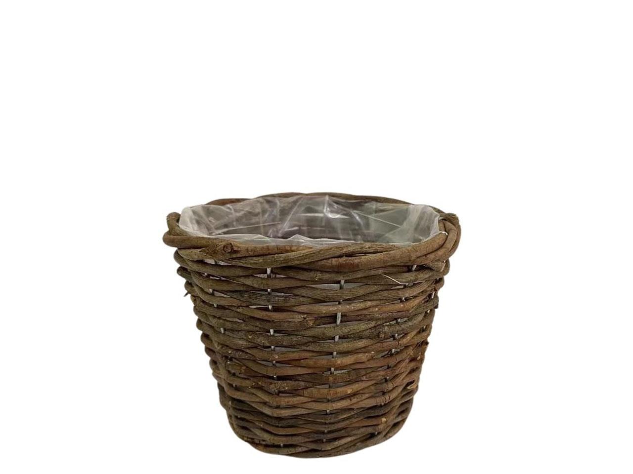 Korbübertopf rund Rattan natur D19cm