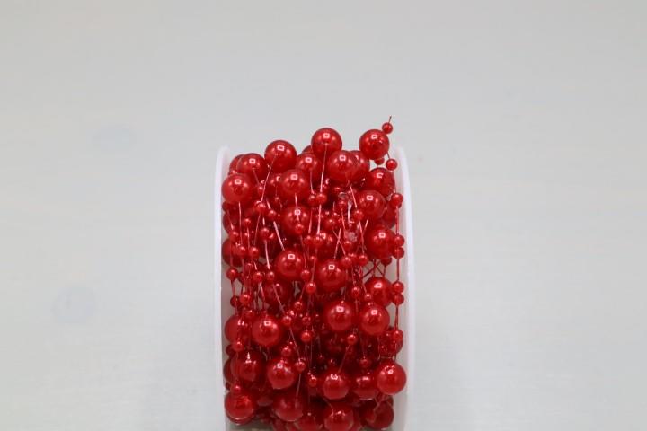 Perlen 8 mm auf Naylonschnur 10 Meter rot