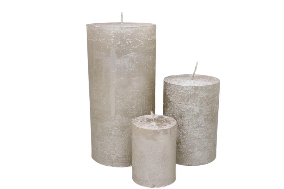 Kerze Rustika 200/100mm platin lackiert