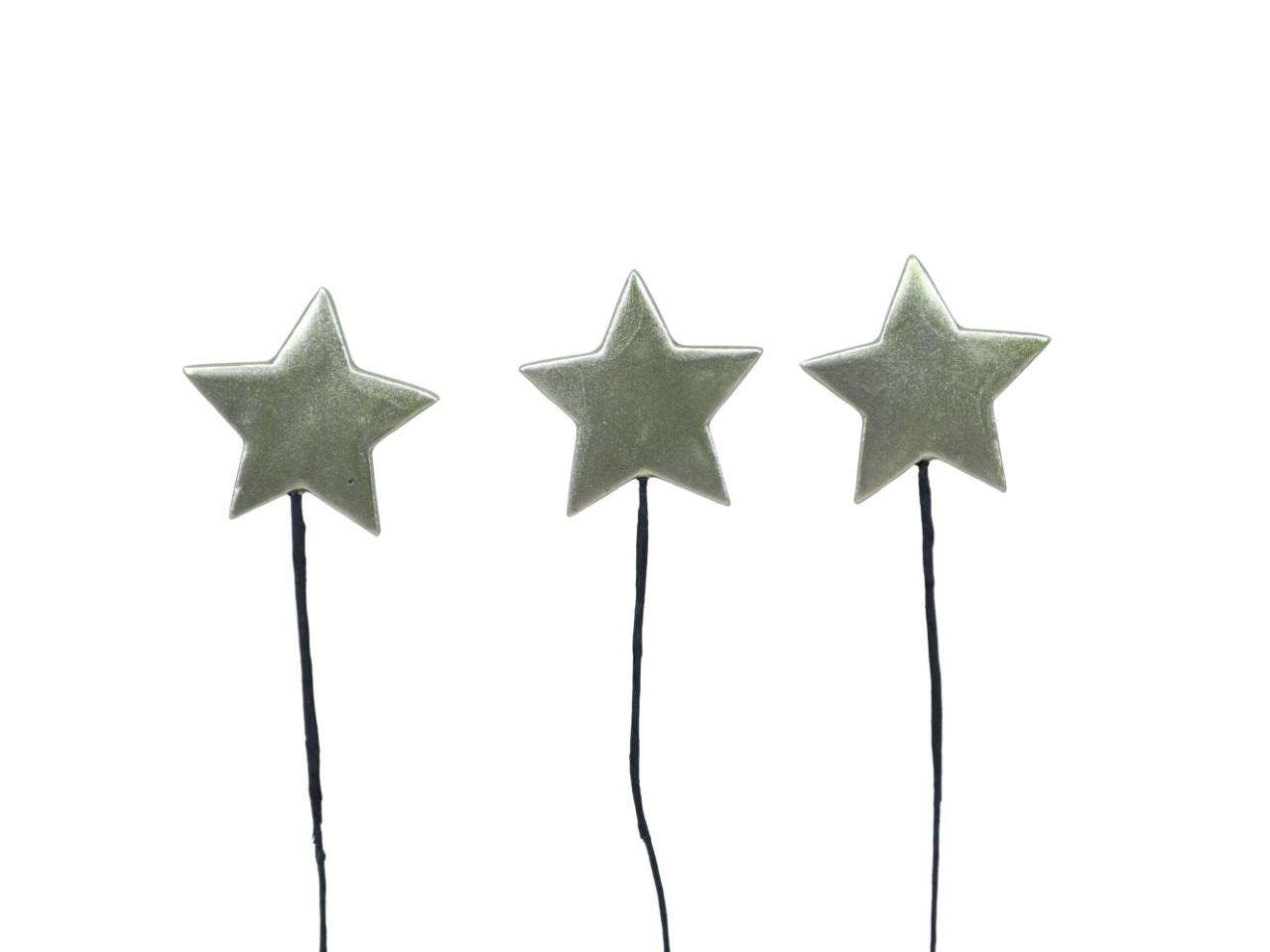 Stecker Sterne Poly champagne D 7 cm Gesamtlänge 25 cm NETTO