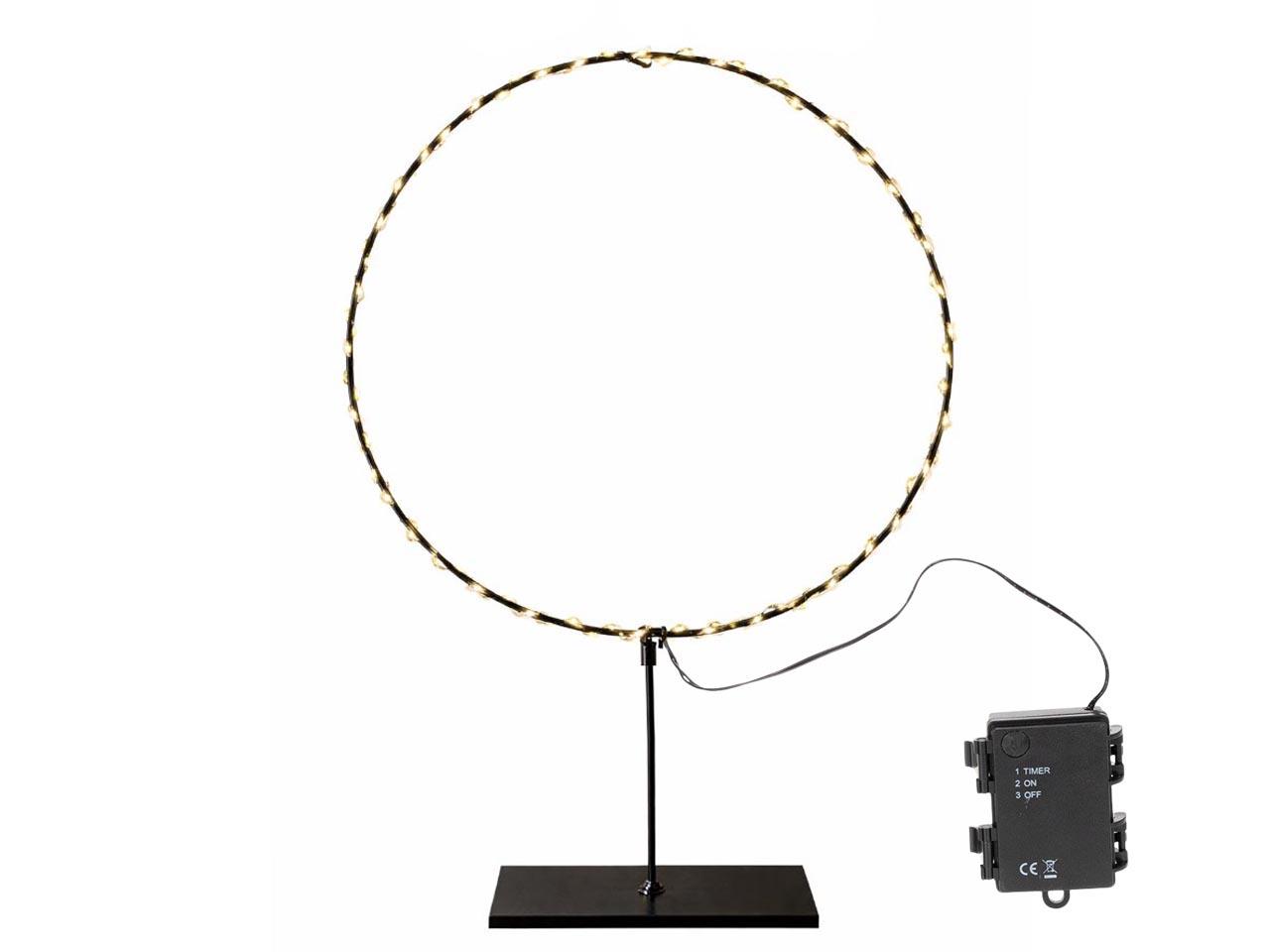 Ring mit Sockel 80LED warmweiß Metall schwarz D30 H45cm