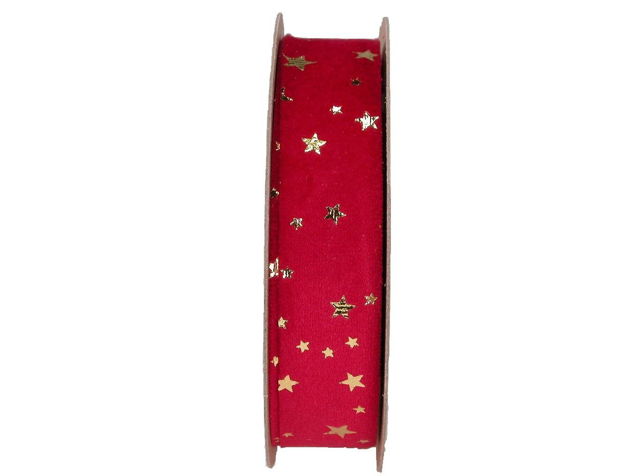 Band Samt mit Sternen 25 mm 15 Meter rot 123 Band Samt mit Sternen 25 mm 15 Meter rot 123