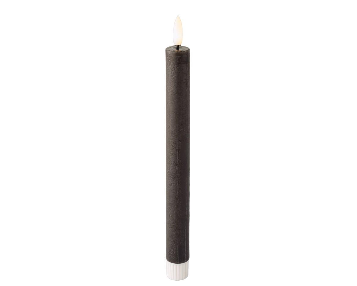 Spitzkerze LED Wachs indoor grau H24,5cm x D2,2cm