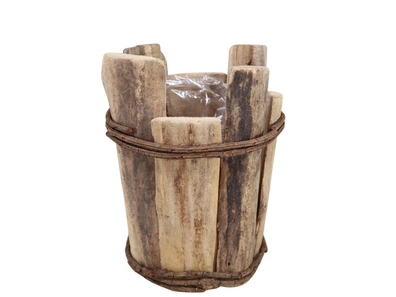 Pflanztopf rund Holz natur D24xH30cm