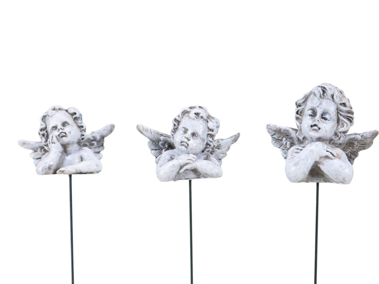 Engelstecker sortiert Polyresin grau 7x4cm + Pin