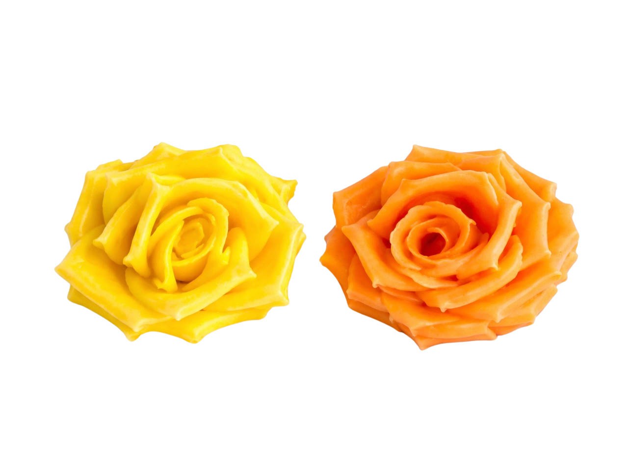 Rosenblüte Wachs 7cm gelb/orange mix in Holzbox