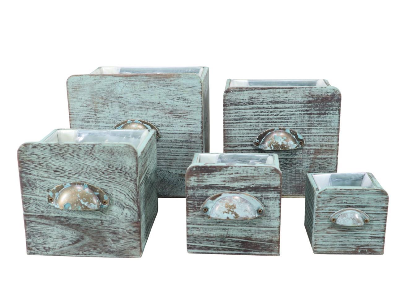 Schubladen m. Griff Set/5 Holz mint D21-9cm Schubladen m. Griff Set/5 Holz mint D21-9cm