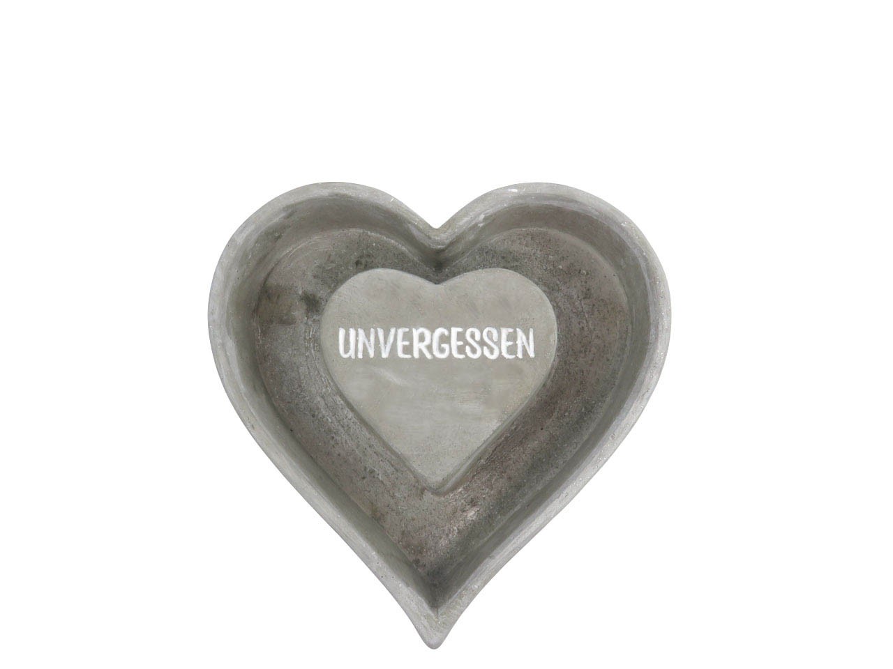 Pflanzherz m. Herz innen UNVERGESSEN Beton D27cm