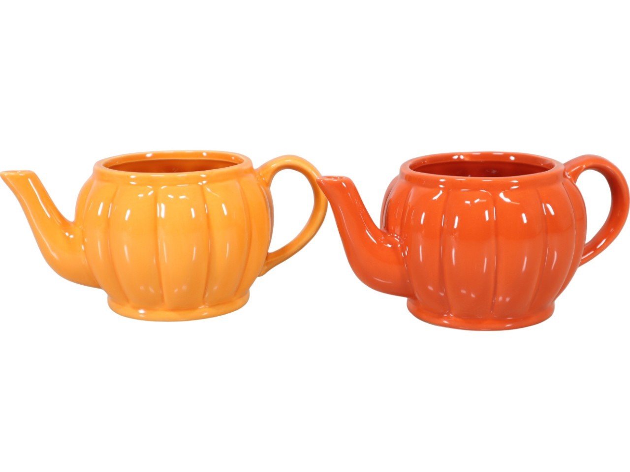Teekanne Kürbis gelb-orange L21cm (Öffnung innen D9,3cm)