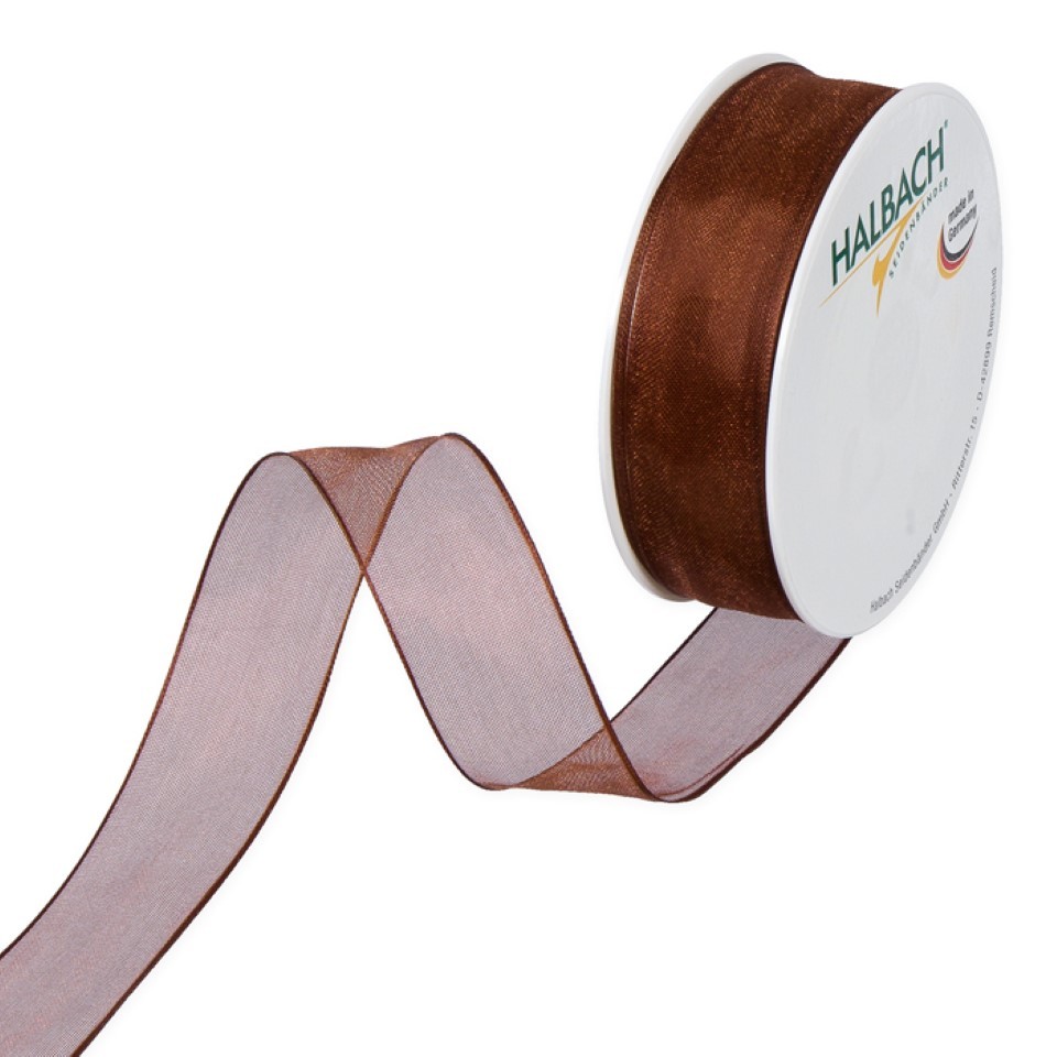 Organza m.Draht 25mm braun96