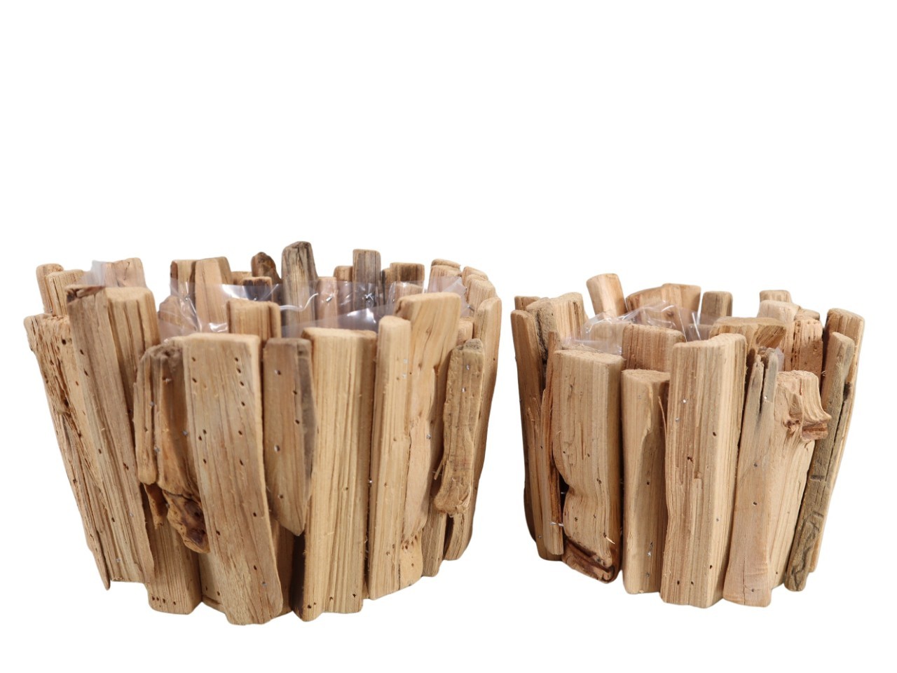 Pflanztopf rund Holz natur Set/2 D24/18cm
