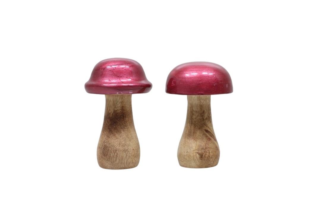 Pilze sort. Holz braun/beere H10xD6cm Pilze sort. Holz braun/beere H10xD6cm