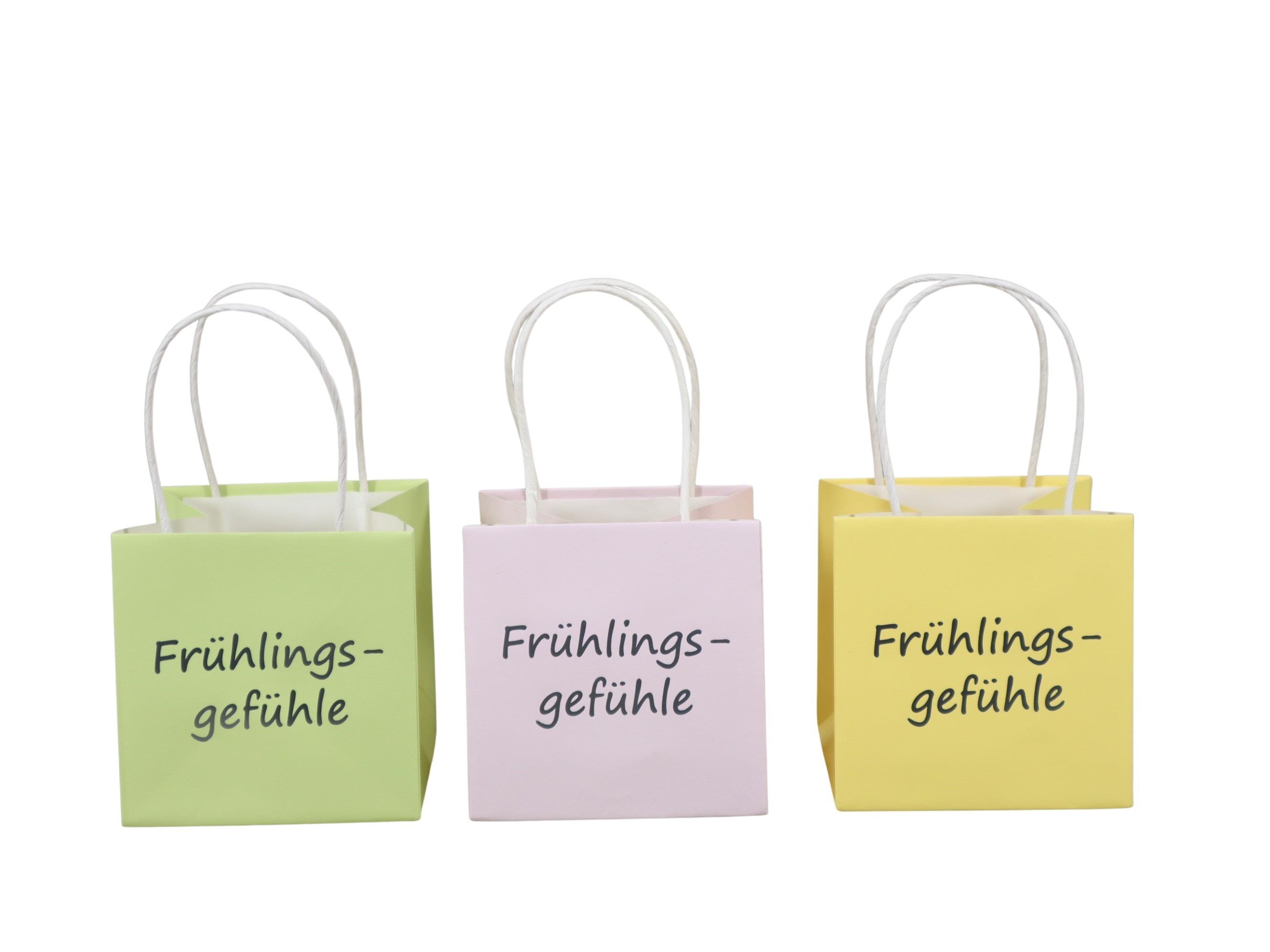Tasche Frühlingsgefühle Papier wasserab. pastellmix D10,5cm