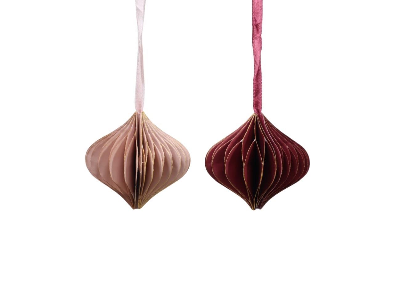 Hänger Papier bordeaux+rosa m. Goldglitter 8cm