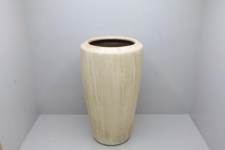 Bodenvase Keramik H35cm Holzdekor natur