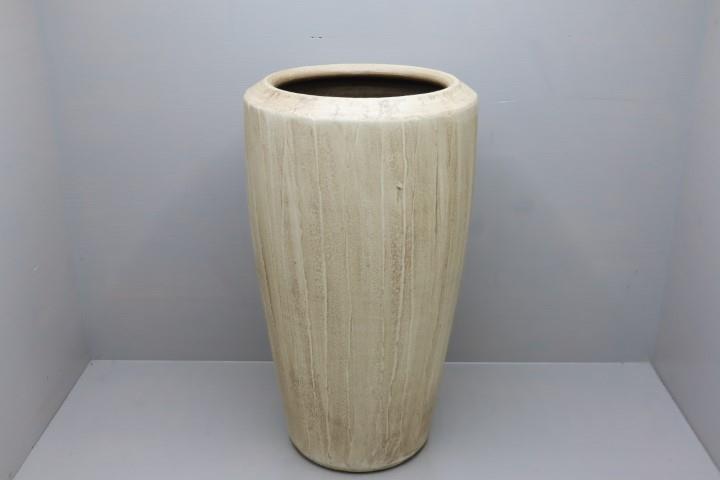 Bodenvase Keramik H60cm Holzdekor natur