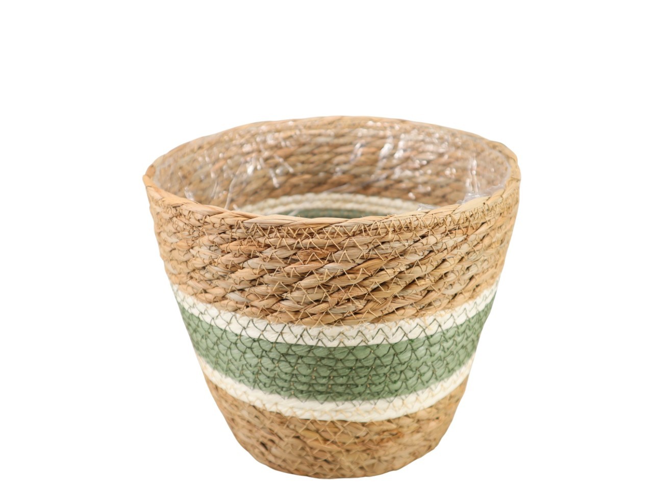 Übertopf rund Seegras natur-grün D22cm