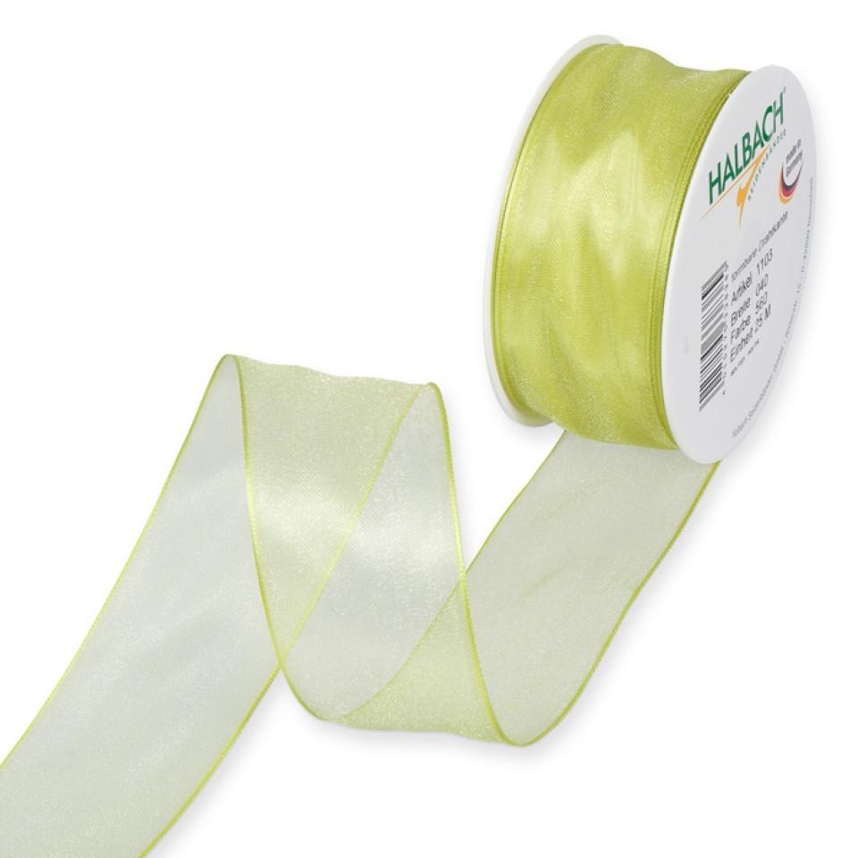 Organza m.Draht 40mm apfelgrün560 Organza m.Draht 40mm apfelgrün560