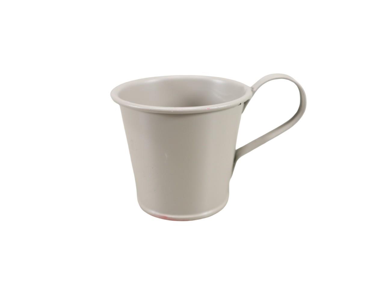 Tasse m. Stabkerzenhalter Metall creme D7cm