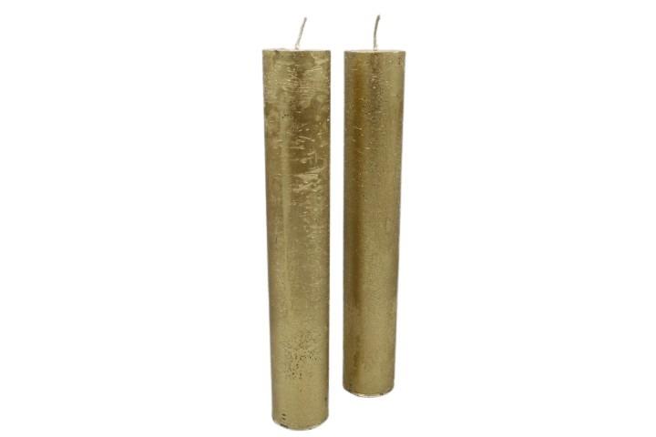 Stabkerze Rustika H300/50mm altgold lackiert