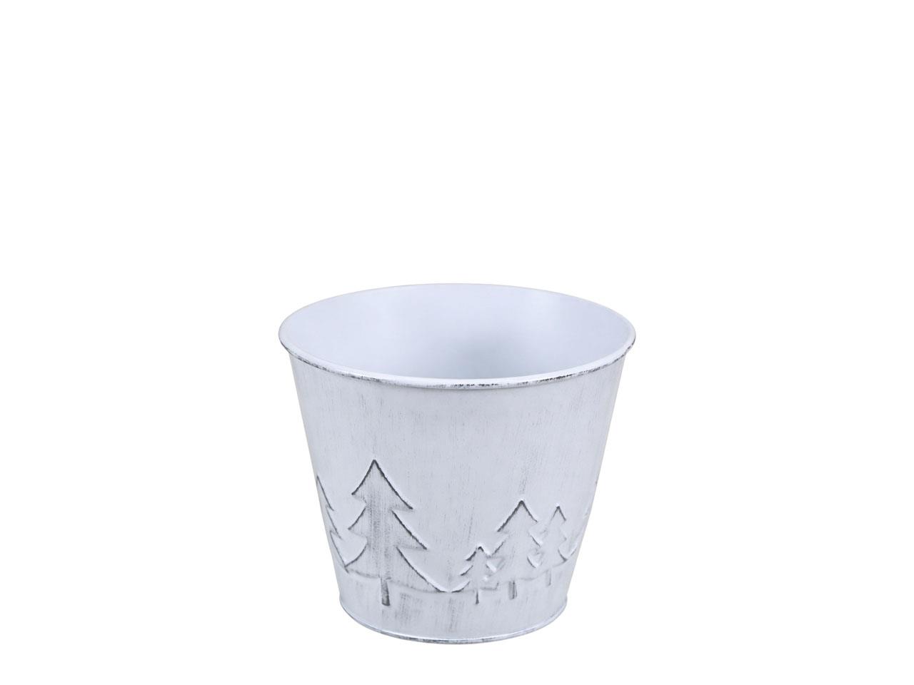 Übertopf Tannenwald Metall weiß D14cm