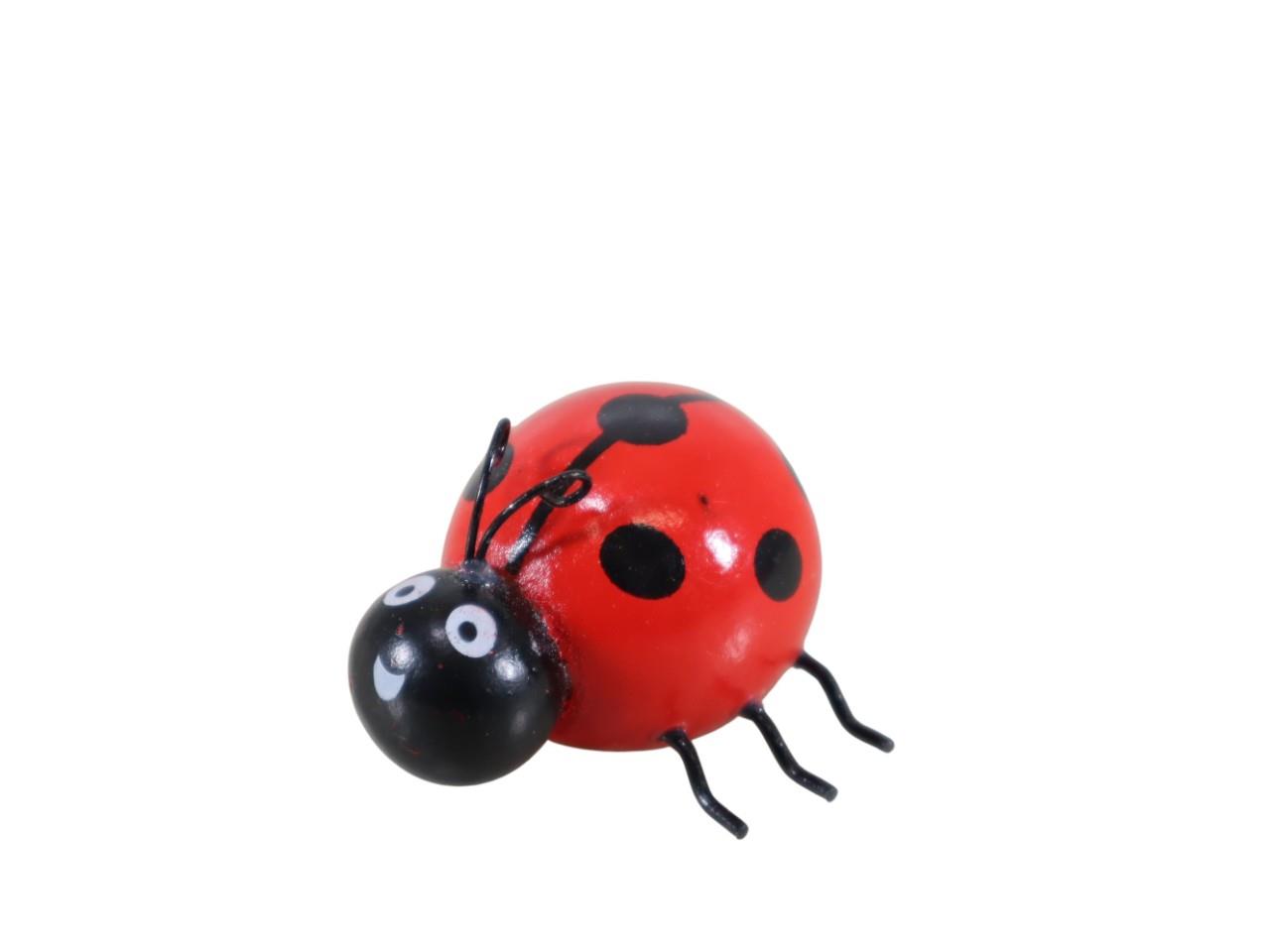 Marienkäfer Holz/Metall rot-schwarz D6x5x4cm