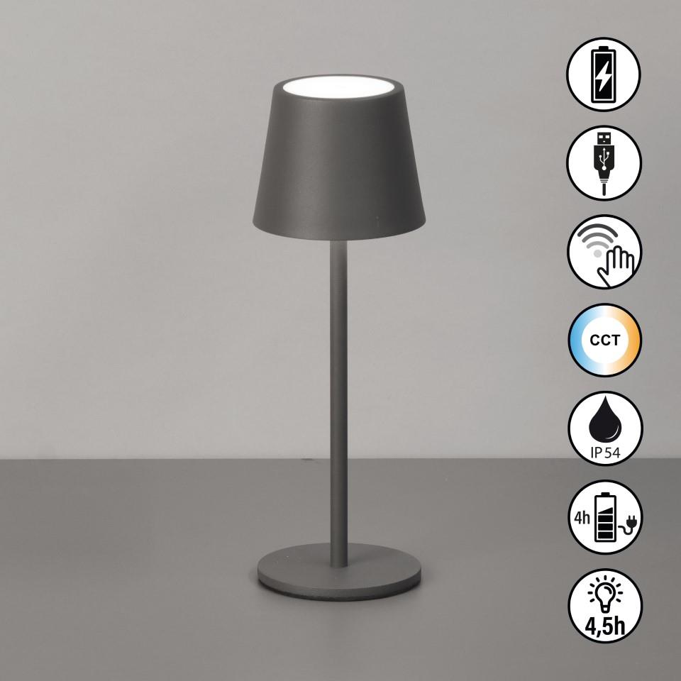 Tischleuchte ROXI sandgrau D9 H27,5cm NETTO