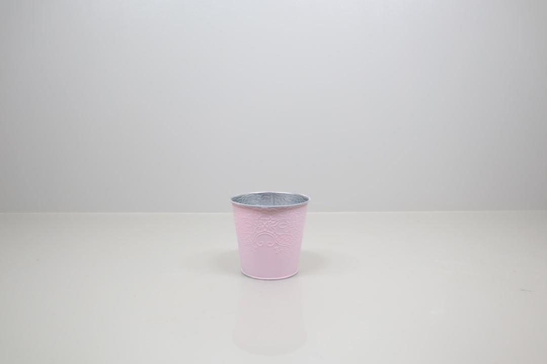 Übertopf Metall Schnörkel rosa D13,5cm