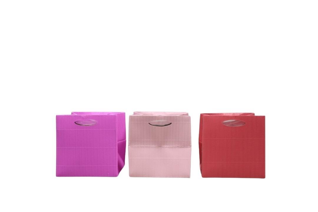 Tasche m. Folie Wellpappe pink-mix D10,5x10,5cm
