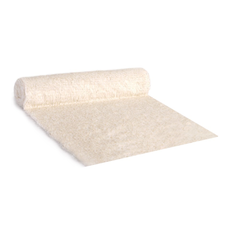Tischband Furry Glitz 30 cm 2 Meter creme m. gold  08