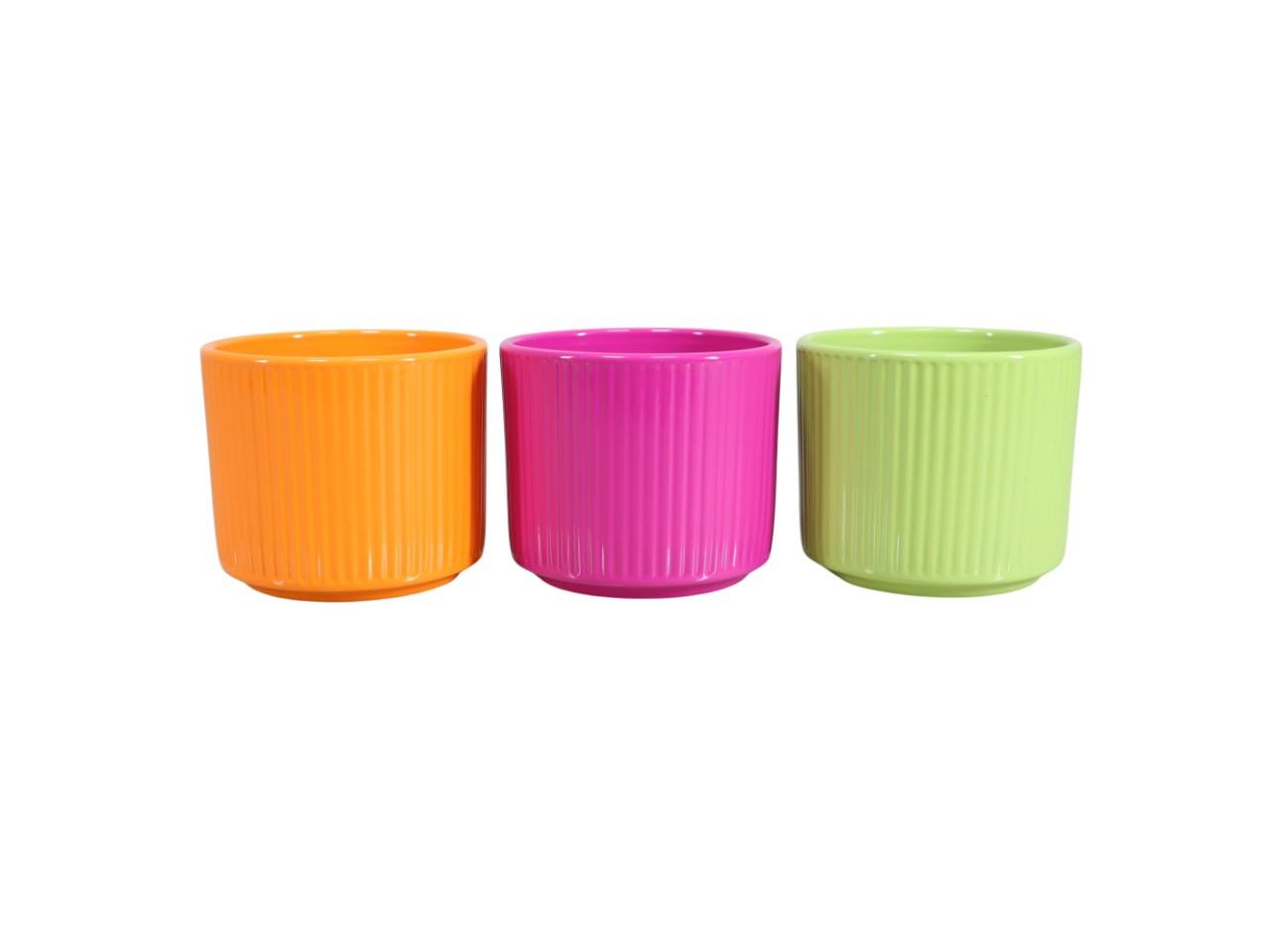 Keramikübertopf Stripes frühjahrsmix D13cm