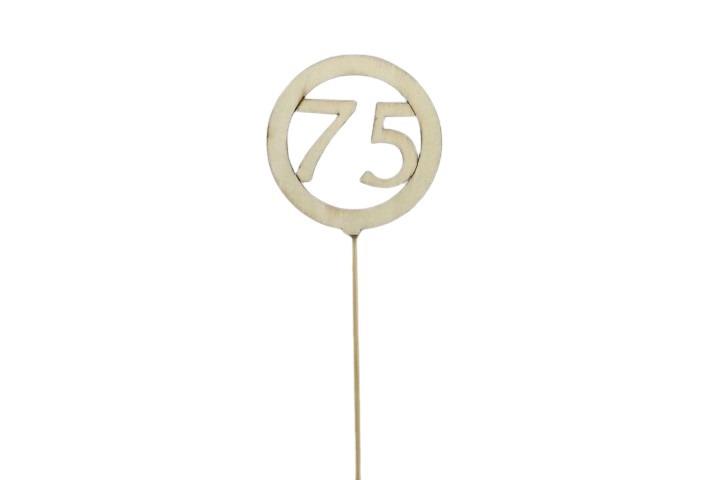 Stecker Jubiläum 75 Holz natur D7cm H27cm