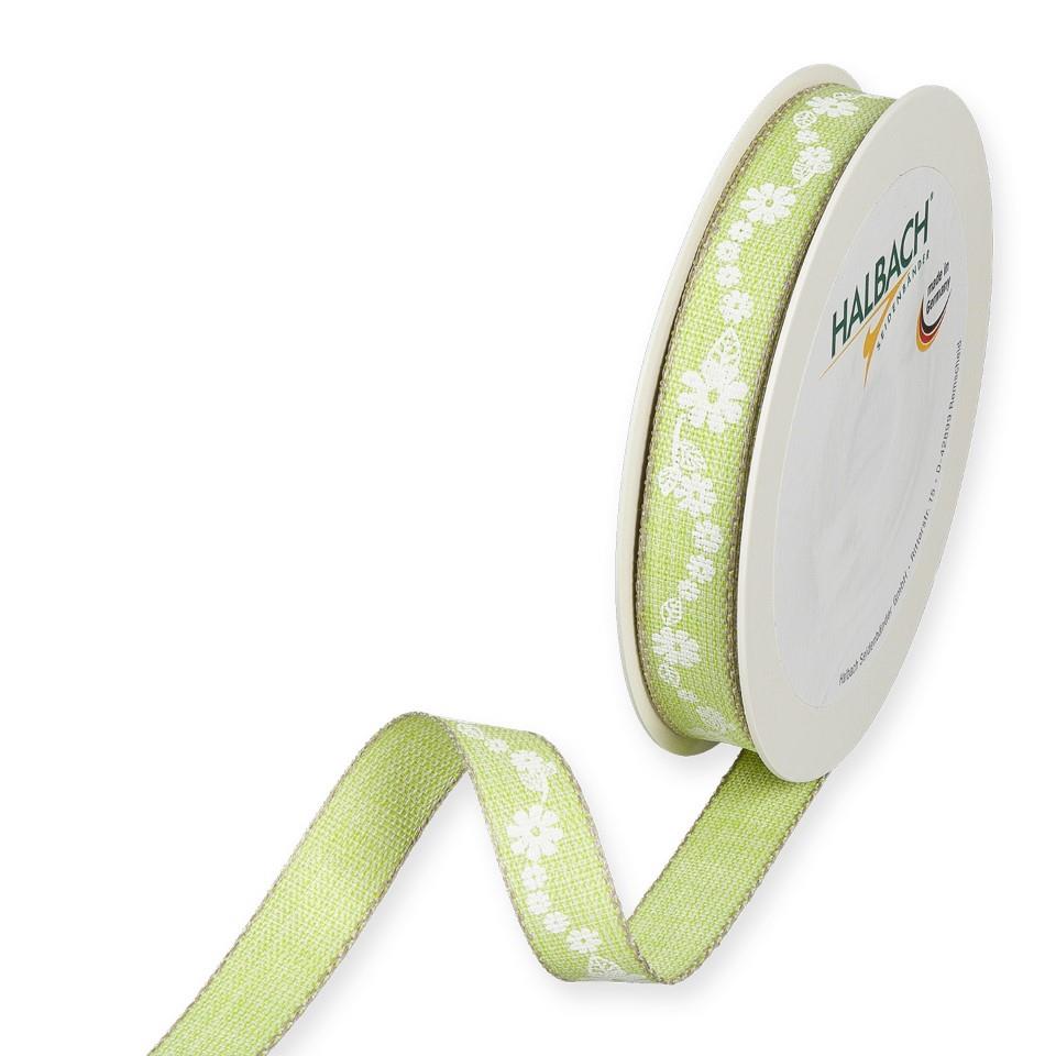 Druckband Blumenranke 15 mm 20 Meter green/white 563