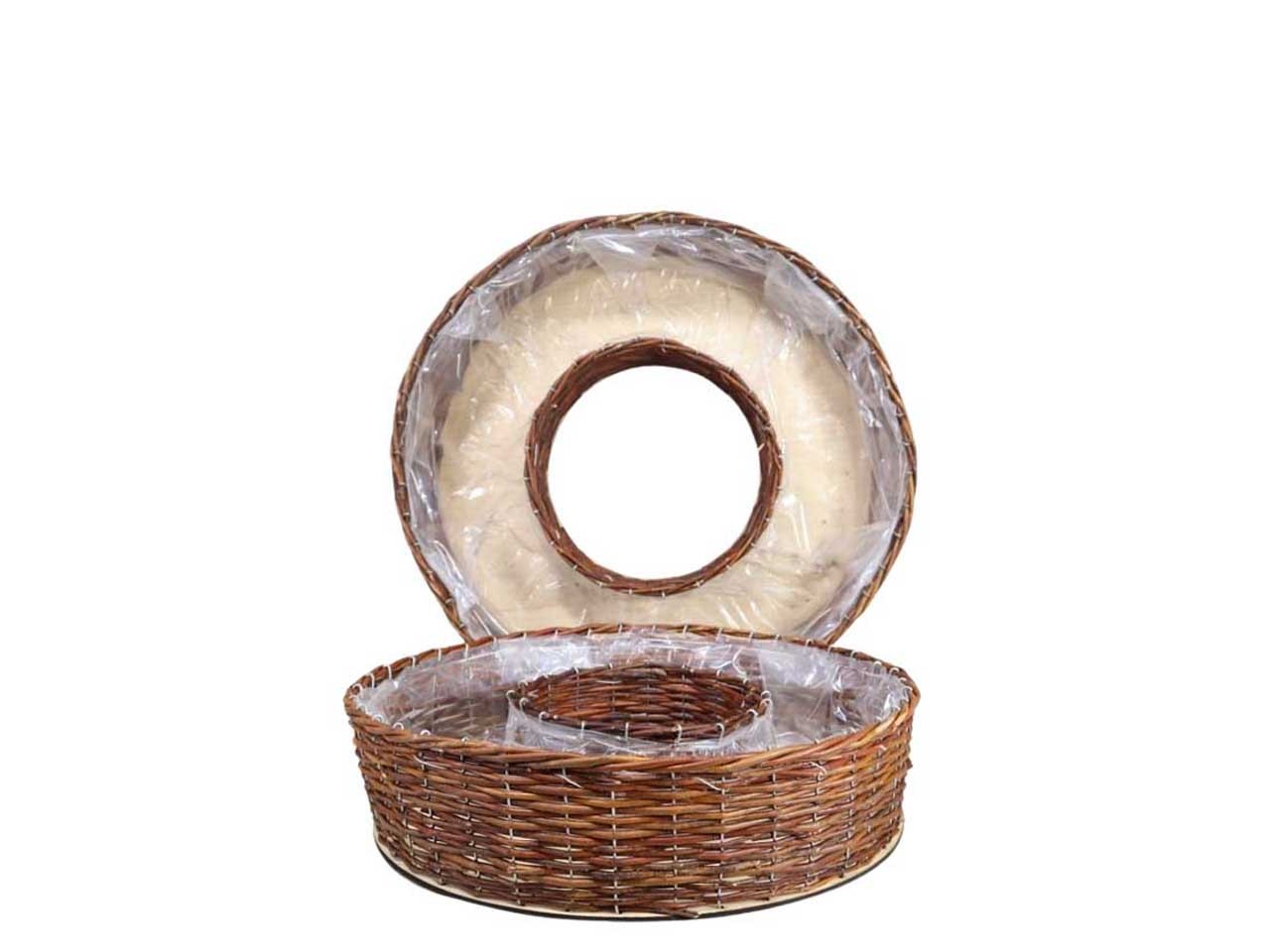 Pflanzring Weide m. Holzboden Set/2 natur D40/30cm
