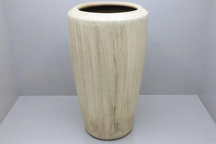 Bodenvase Keramik H80cm Holzdekor natur