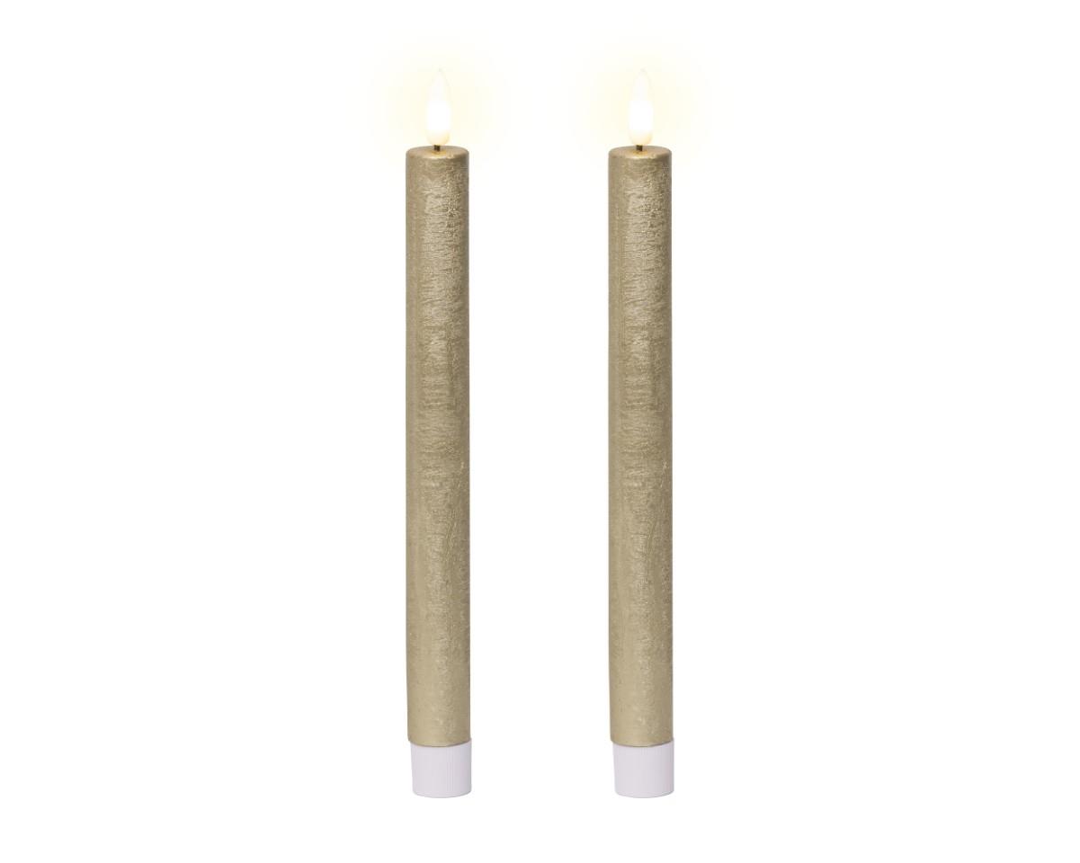 Spitzkerze LED Wachs indoor gold H24,5cm x D2,2cm