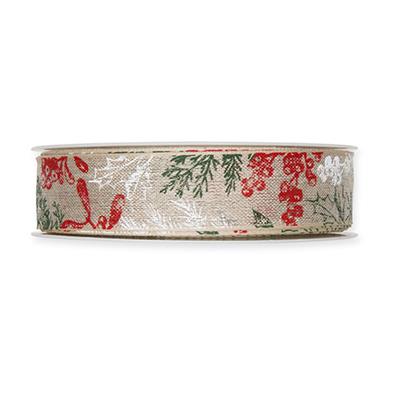 Leinen-Druckband Zweige 25 mm 15 Meter Leinen-Druckband Zweige 25 mm 15 Meter