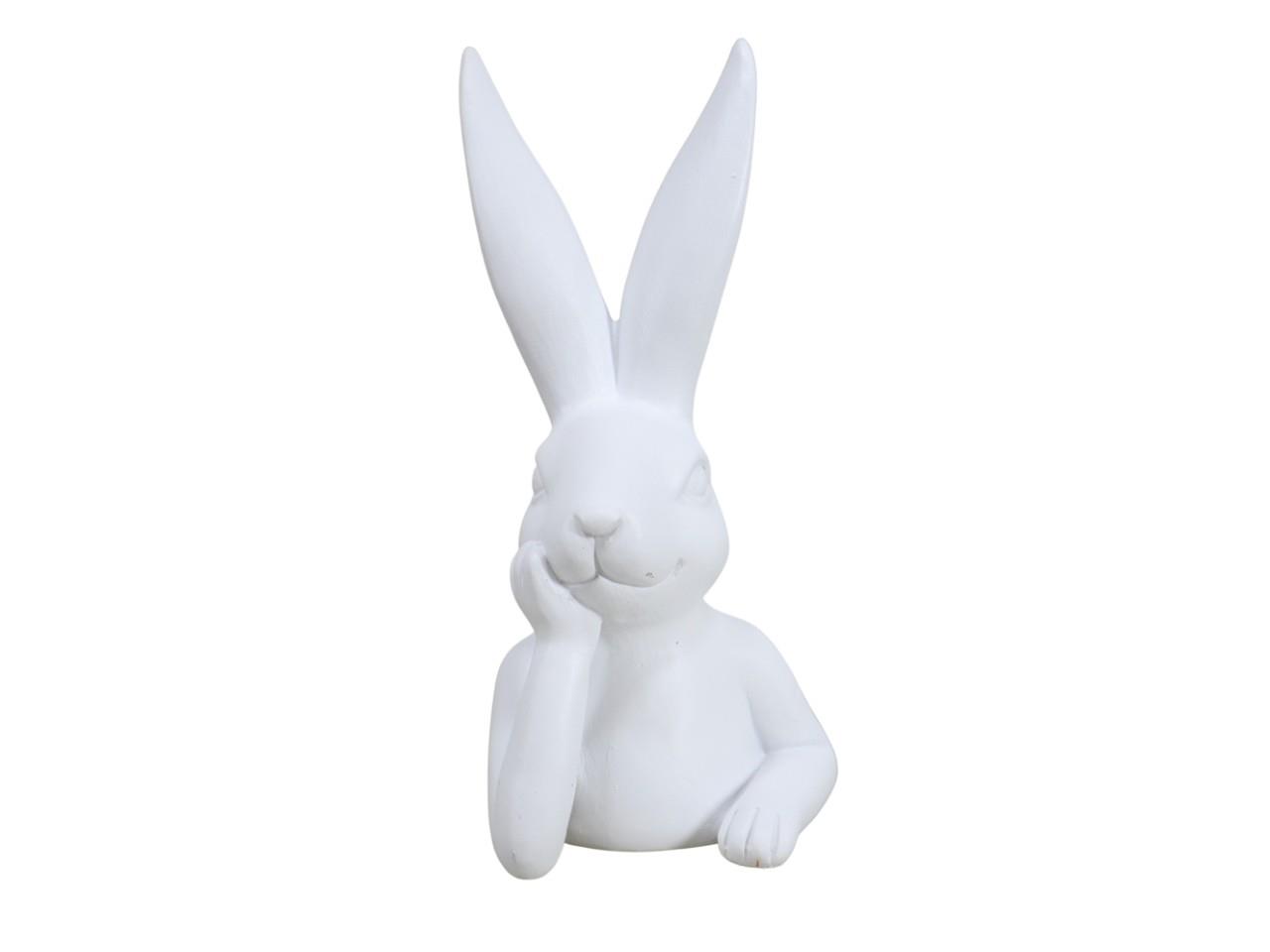Hase denkend Polyresin weiß D12xH25,5cm