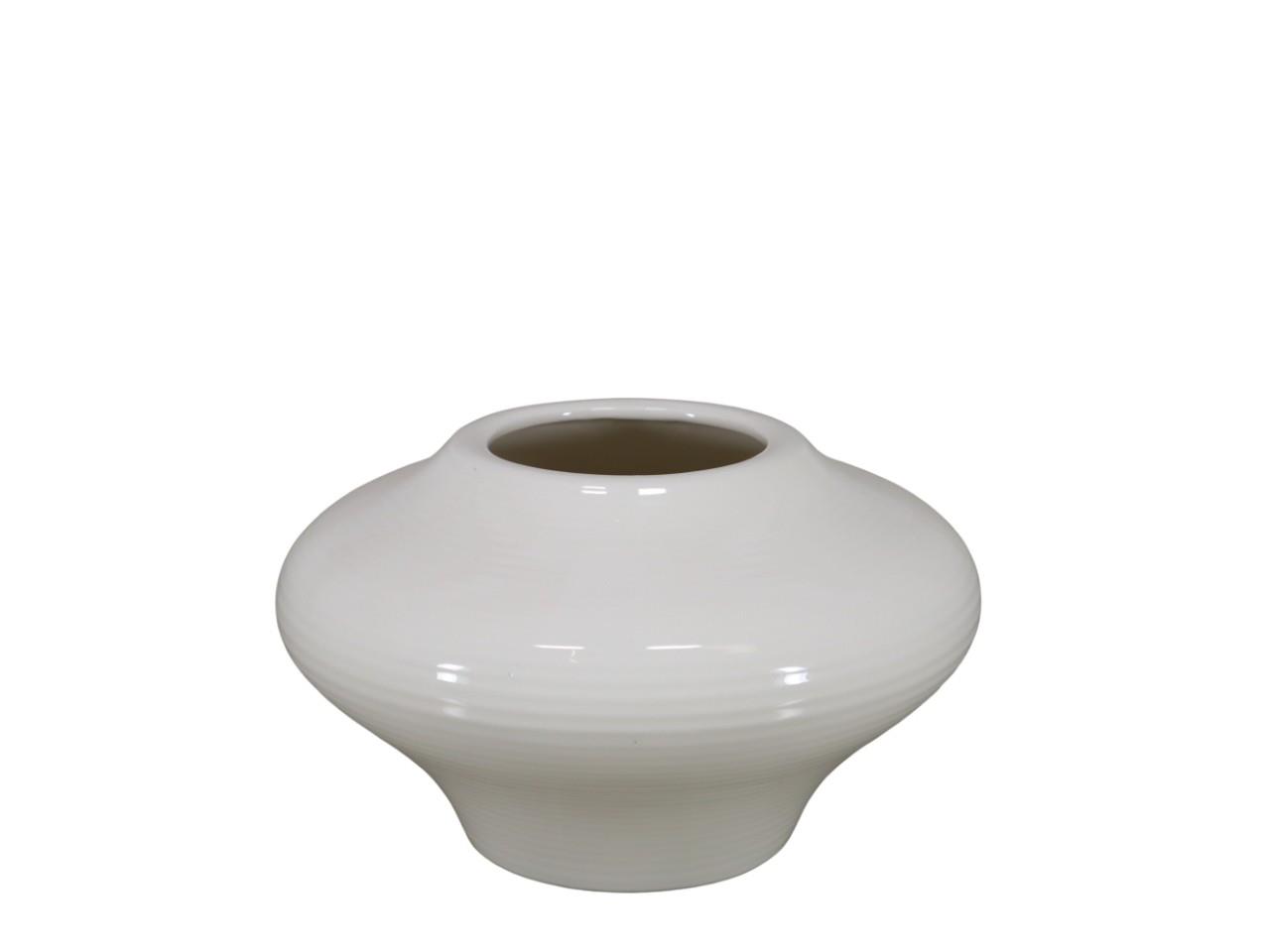 Vase Struktur mit Rillen creme glanz D21x12,5cm