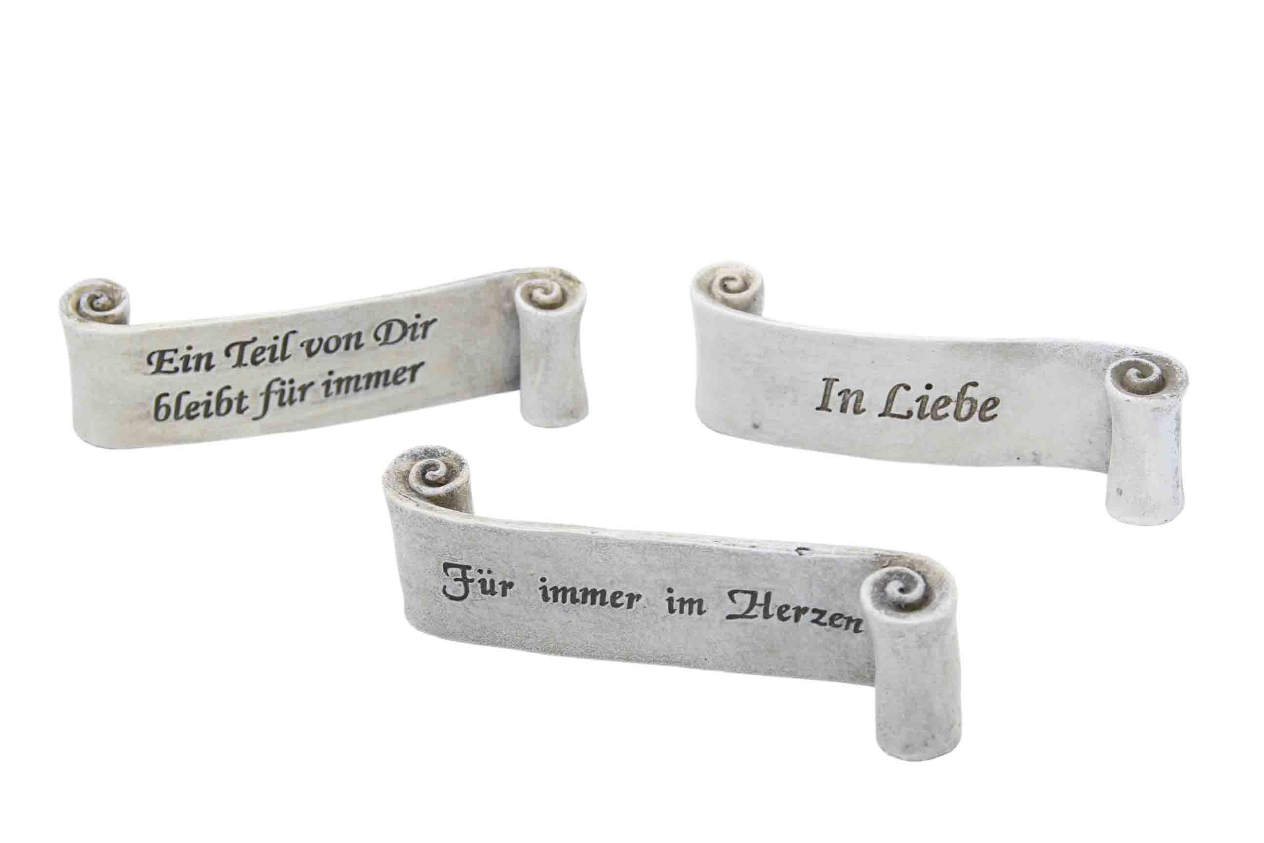 Schriftrolle m. Sprüchen Polyresin grau L12cm