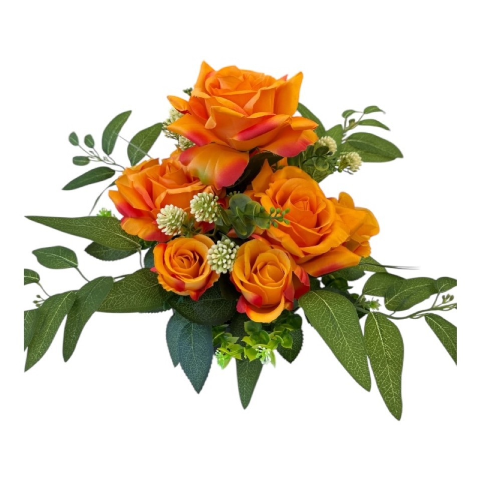 Rose 10Blüten orange in schwerer Schale 1,5kg NETTO
