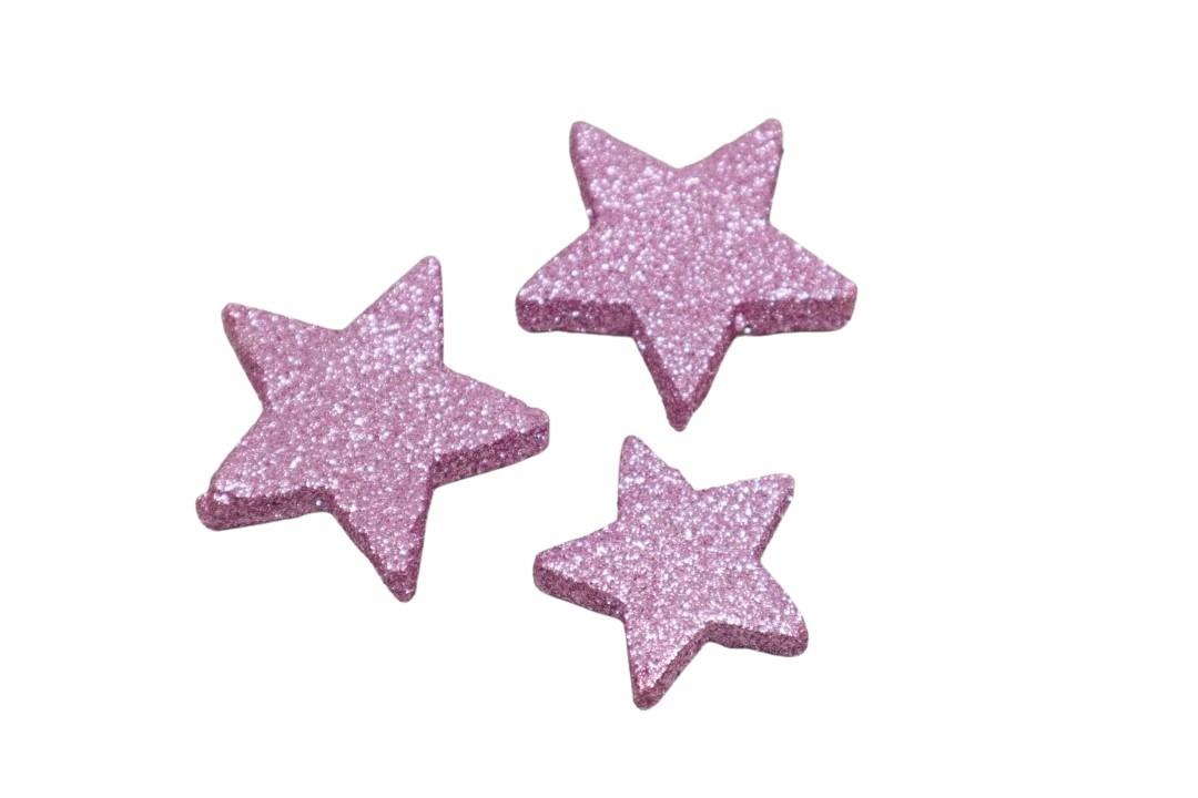 Streuer Sterne Glitter rosa  D5+4cm
