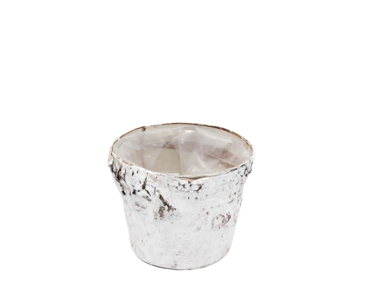 Topf Birkenrinde m. Folie weiß D10cm